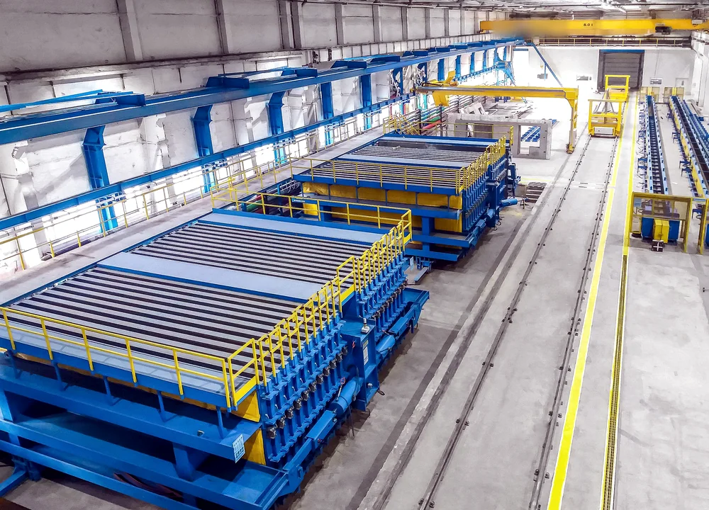 Linha industrial organizada para automação e fabricação